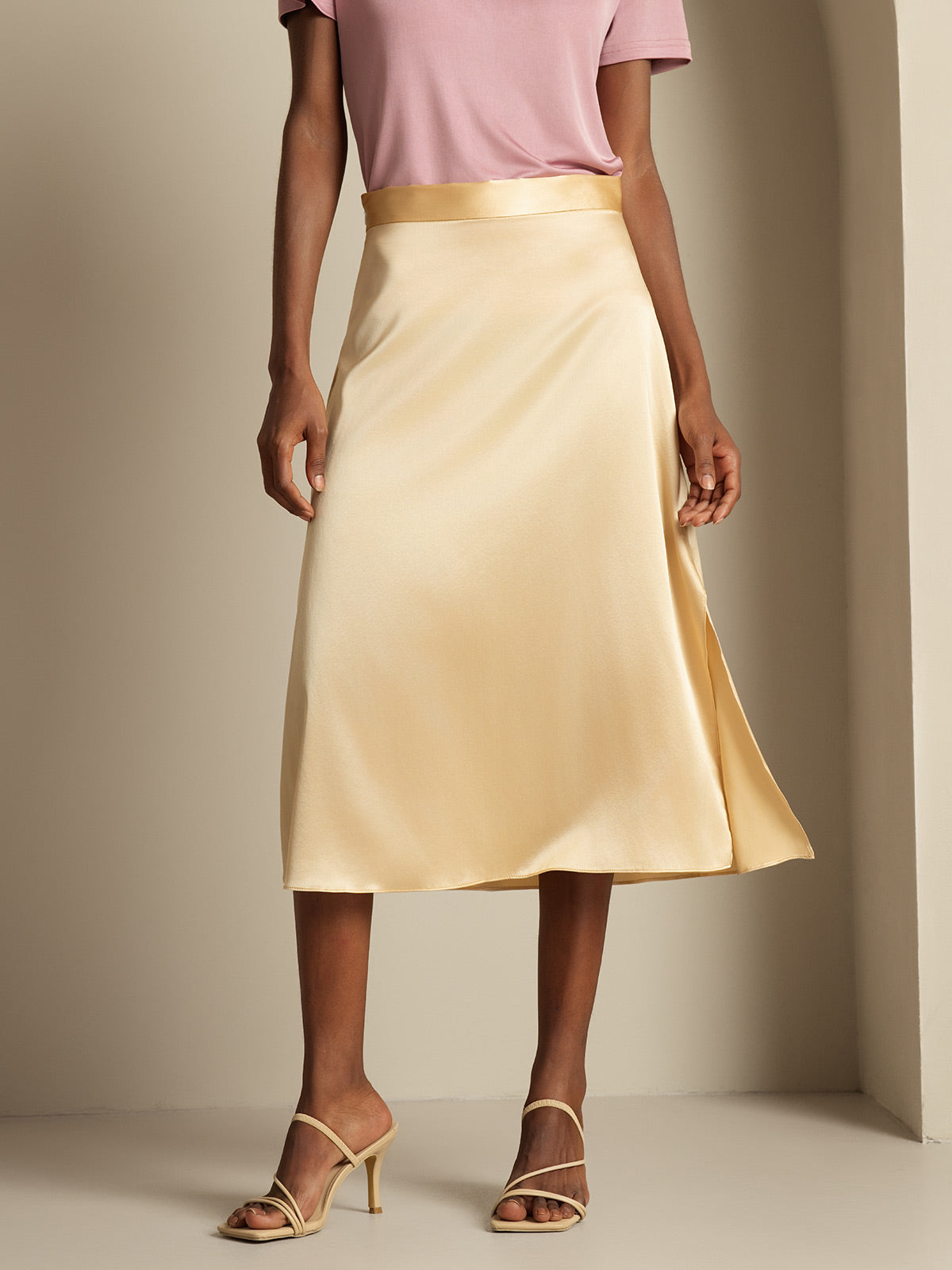 [Champagne] SilkSilky  19Momme Silk Skirt 003