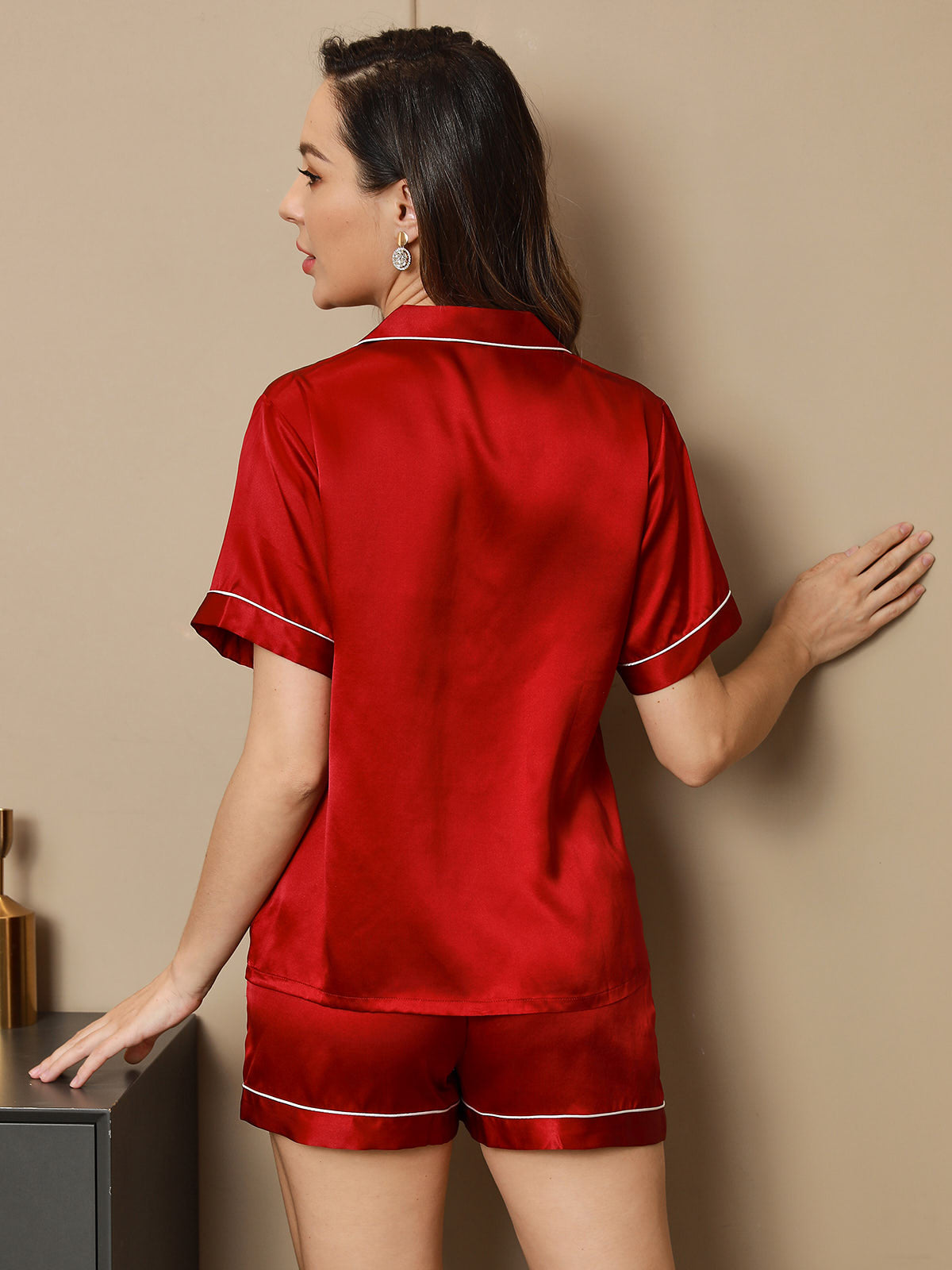 [Wine] SilkSilky  Pure Silk Womens Pajamas 002