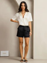 [Black] SilkSilky  19Momme Silk Womens Shorts 004,