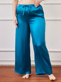 SilkSilky US Pure Silk Plus Size Womens Pants Teal 004