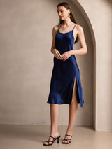 [Dark Blue] SilkSilky  Spaghetti Strap Scoop Neck Dress 005