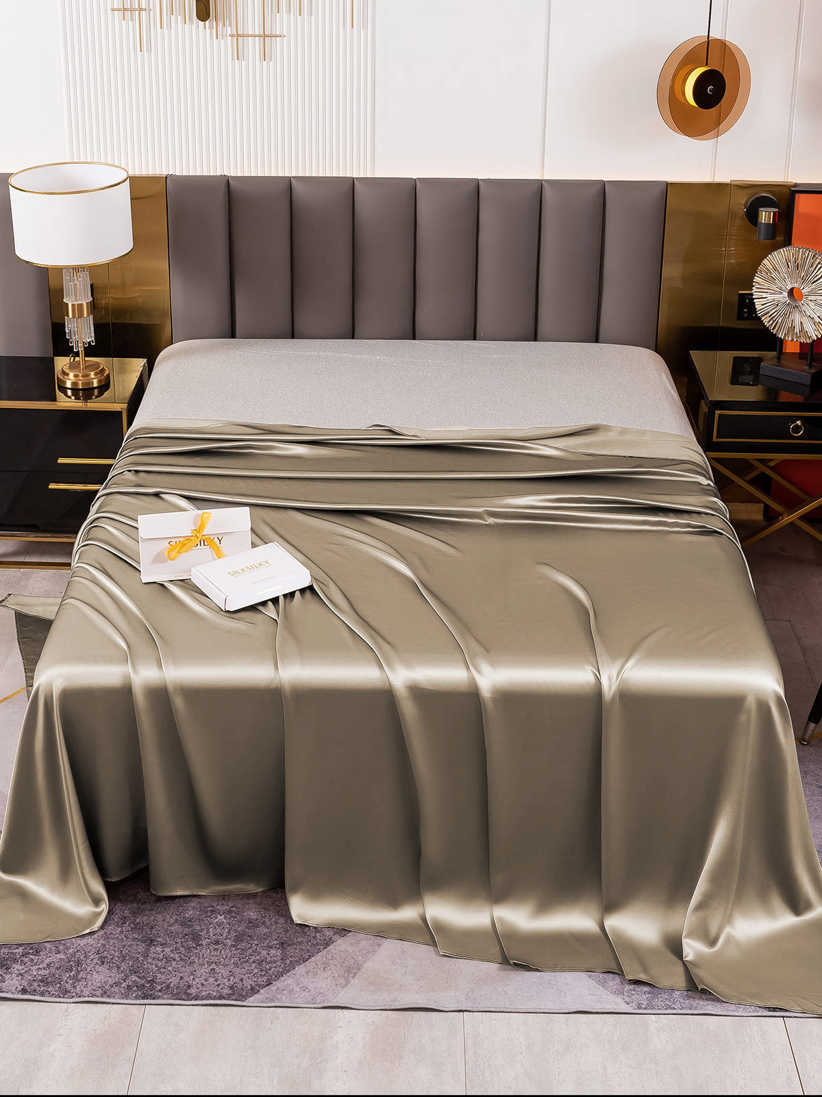 [Khaki] SilkSilky  19Momme Pure Silk Sheet 002