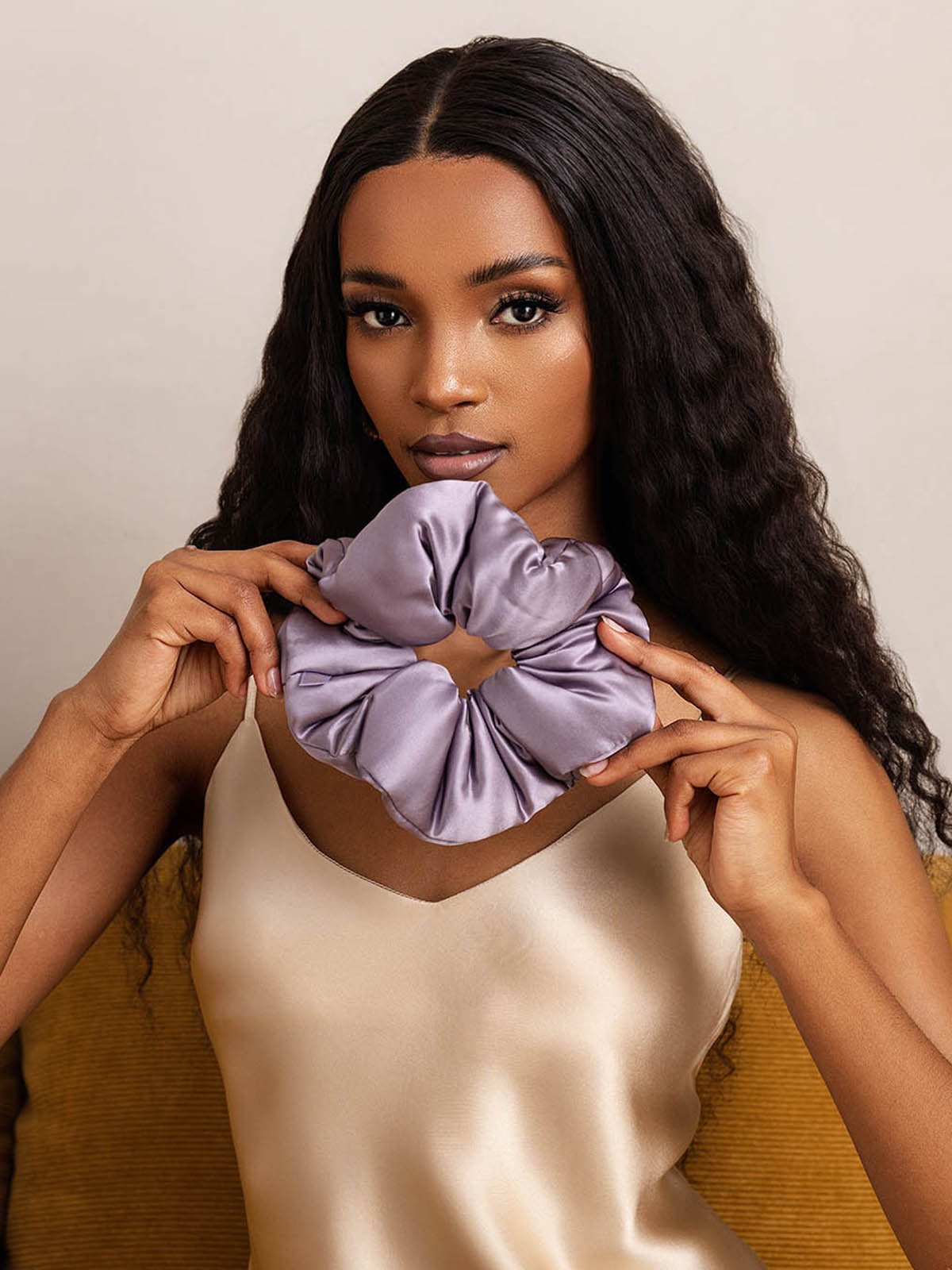[Deep Purple] SilkSilky  Pure Silk Scrunchie 005