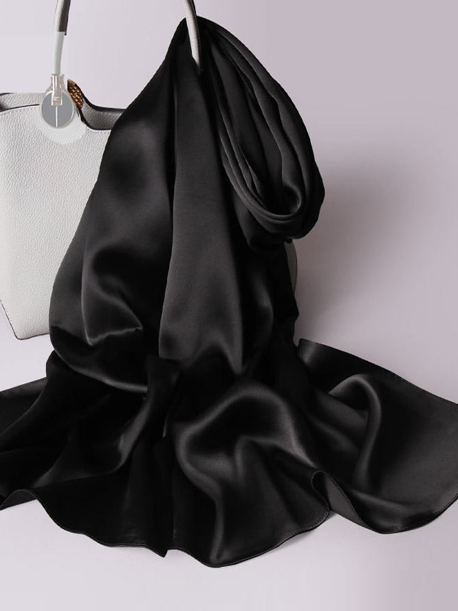 SilkSilky  Pure Silk Scarf Black 001