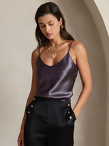 [Purple Gray] SilkSilky  Spaghetti Strap V Neck Camisole Top 007