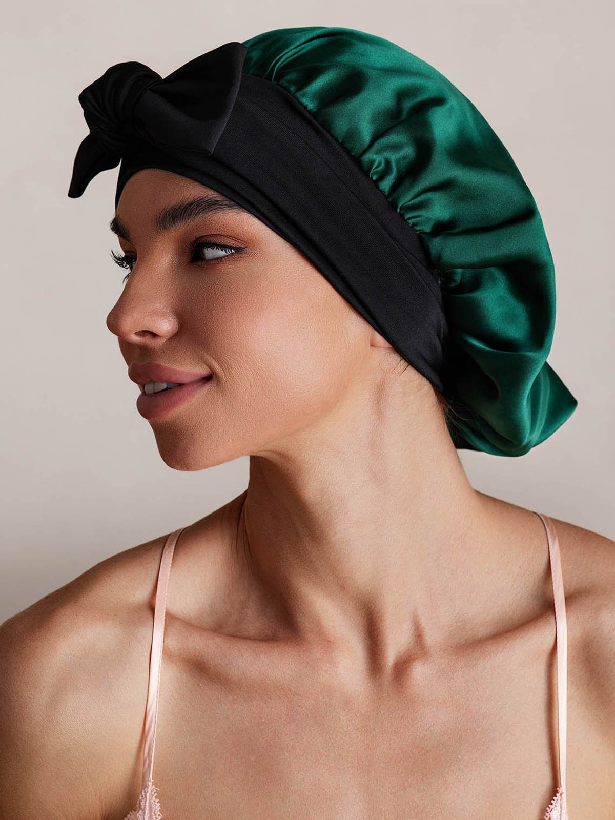 SilkSilky Pure Silk Sleep Cap DarkGreen 002