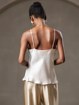 [Beige] SilkSilky  Spaghetti Strap V Neck Camisole Top 002