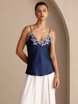 [Dark Blue] SilkSilky Spaghetti Strap V Neck Camisole Top 004