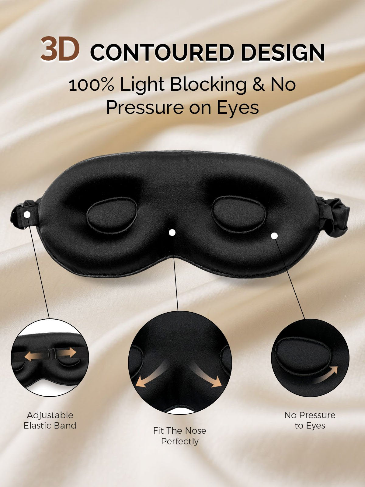 [Black] SilkSilky 22Momme Pure Silk Eye Mask 004