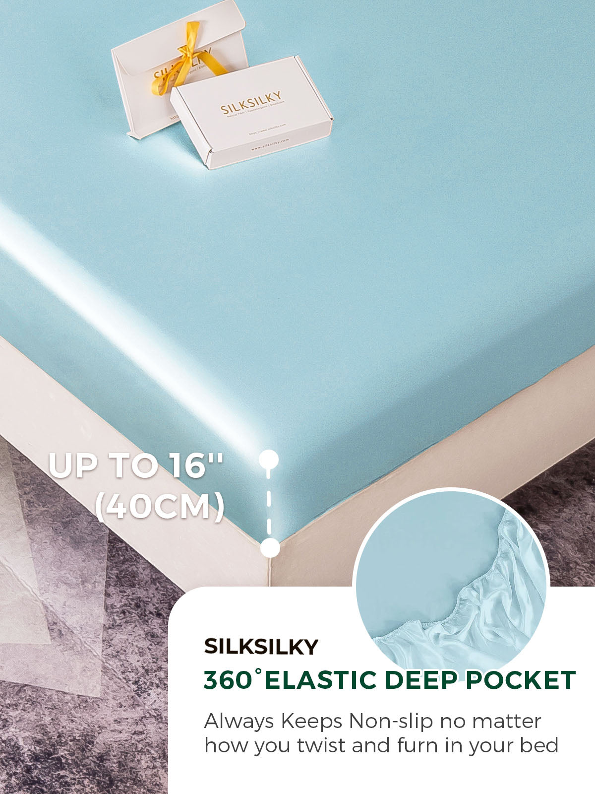 [Light Blue] SilkSilky  19Momme Pure Silk Bedding Set 004