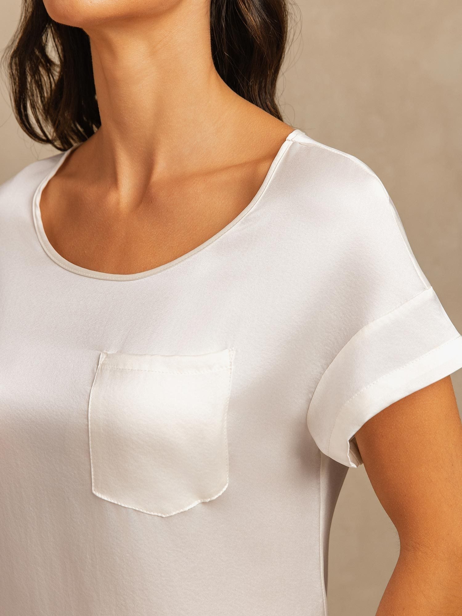 [White] SilkSilky 19Momme Silk Crew Nightgown 004