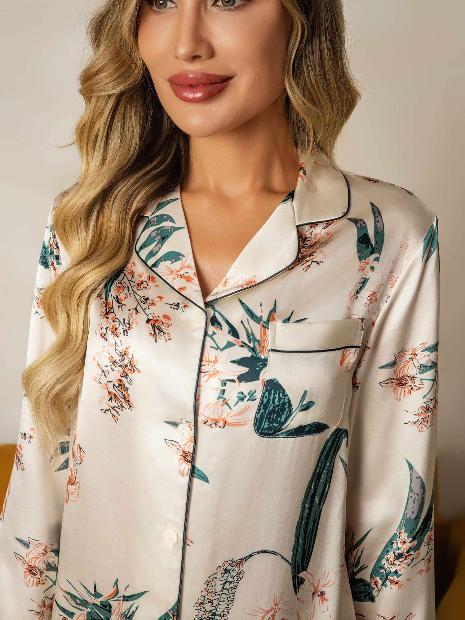 [Ivory] SilkSilky  Pure Silk Womens Pajamas 003