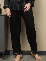 [Black] SilkSilky  Pure Silk Mens Sleep Bottoms 003,