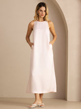 [Light Pink] SilkSilky Sleeveless Crew Neck Dress 001