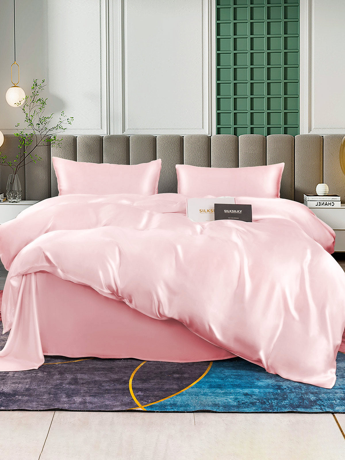 SilkSilky US 25Momme Pure Silk Bedding Set Pink 001