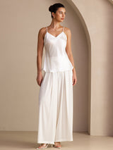 [White] SilkSilky Spaghetti Strap V Neck Camisole Top 006