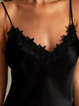 [Black] SilkSilky Spaghetti Strap Nightgown 006