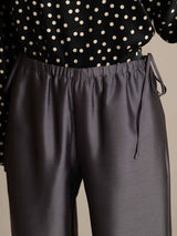 [Gray] SilkSilky  32Momme Silk-Wool Blend Women's Pants 004