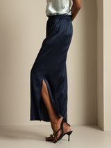 [Dark Blue] SilkSilky  19Momme Silk Split Women's Pants 001,