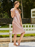 SilkSilky US 22Momme Silk Cap Sleeve Nightgown Pink 005