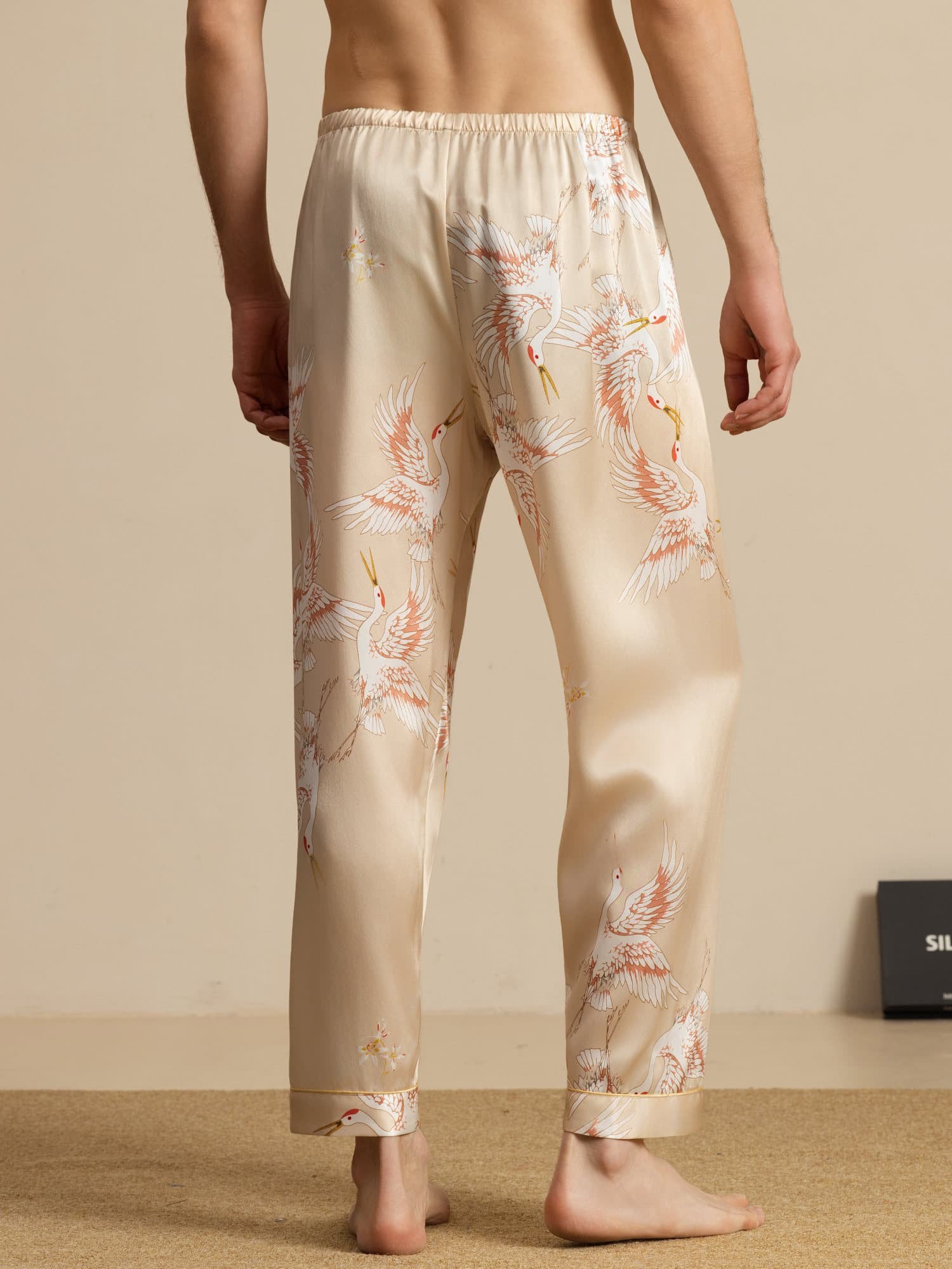 [Champagne] SilkSilky 19Momme Mens Sleep Bottoms 002