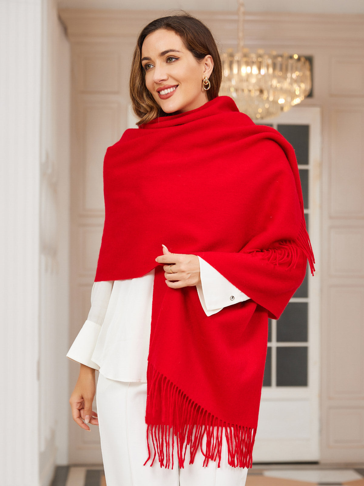 SilkSilky US Wool Scarf Red 003