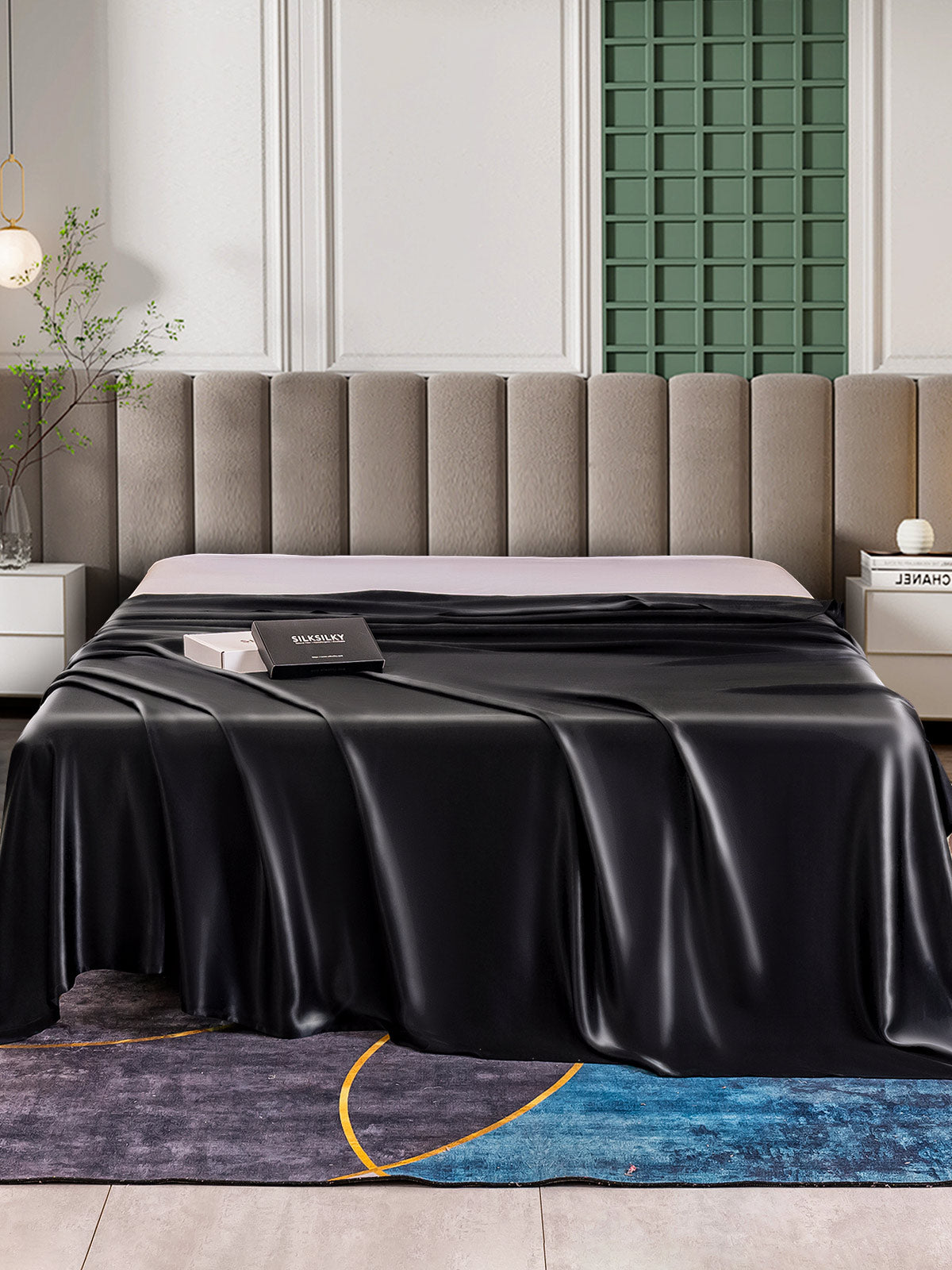 SilkSilky US 25Momme Pure Silk Sheet Black 002