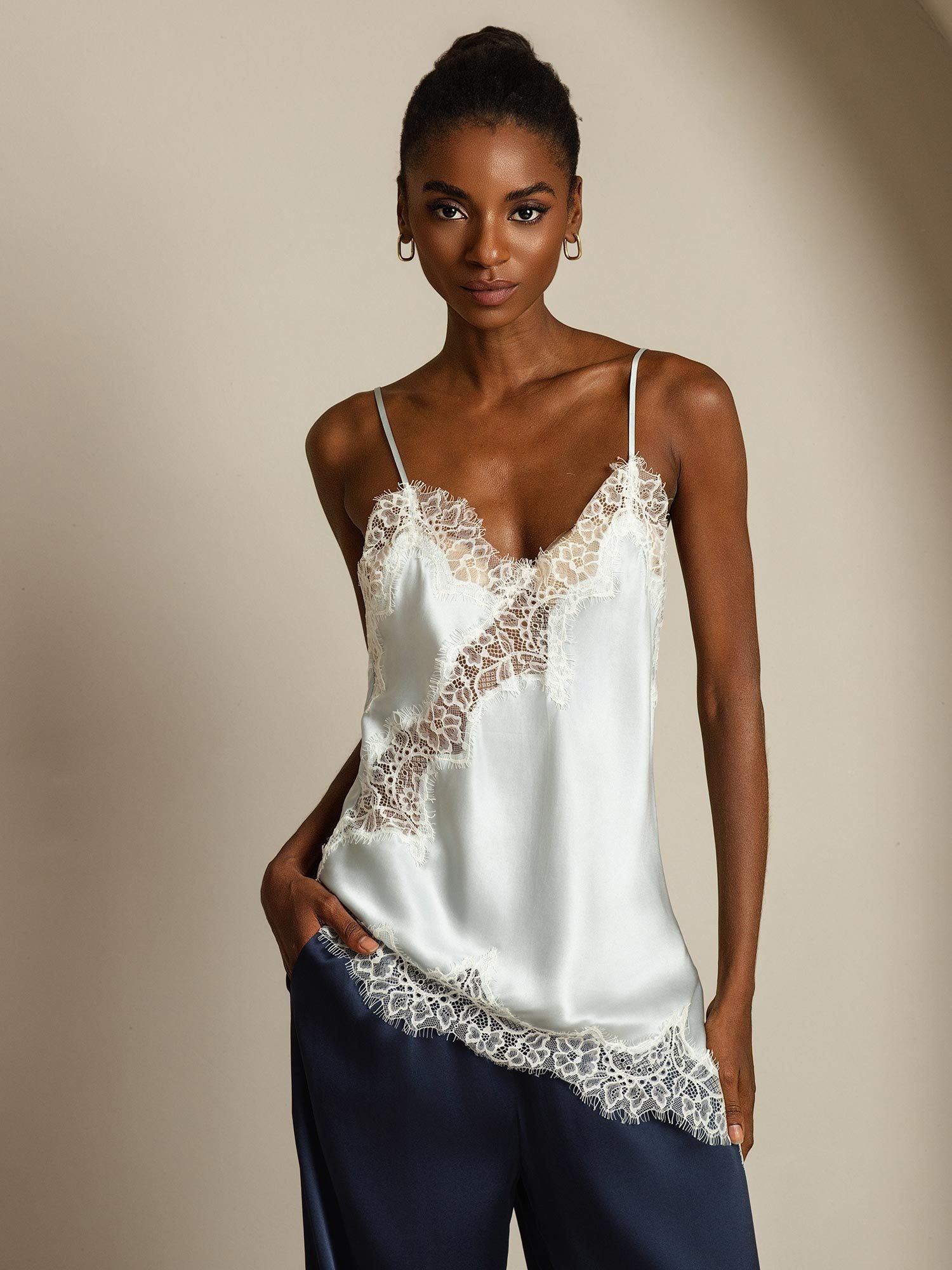 [LightBlue] SilkSilky Pure Silk Camisoles 001