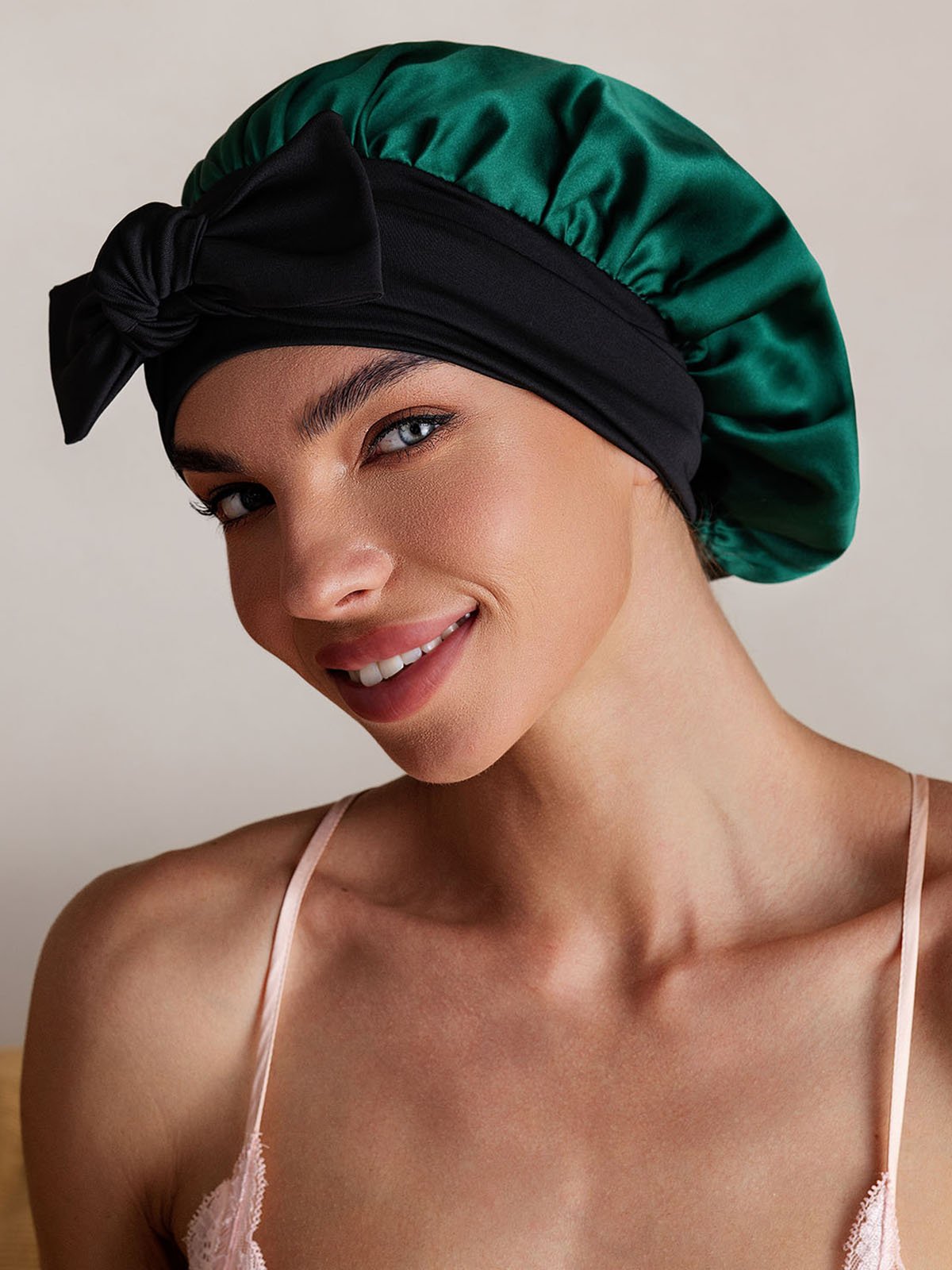 SilkSilky Pure Silk Sleep Cap DarkGreen 006