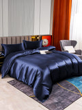 SilkSilky US 22Momme Pure Silk Bedding Set DarkBlue 002