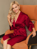 SilkSilky US Pure Silk Half Sleeve Womens Robe Wine 004