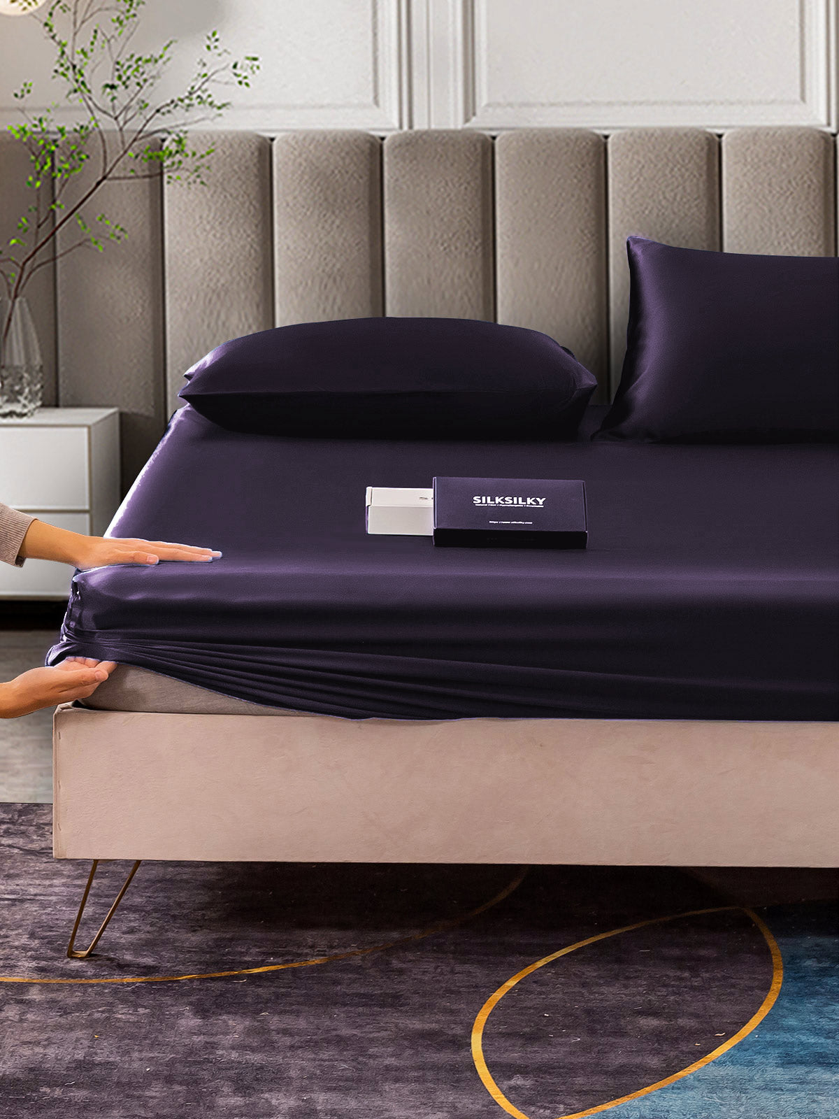 SilkSilky US 25Momme Pure Silk Bedding Set DeepPurple 004