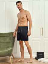 [Black] SilkSilky  Men's Sleep Shorts 006