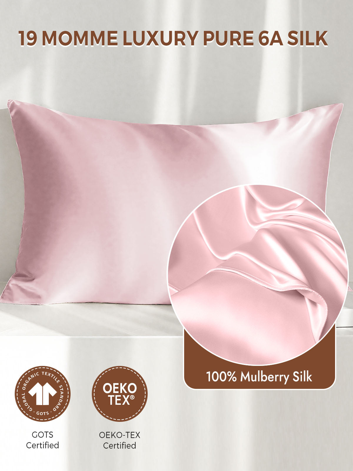 19Momme 100% Mulberry Silk Pillowcase - Envelope Closure