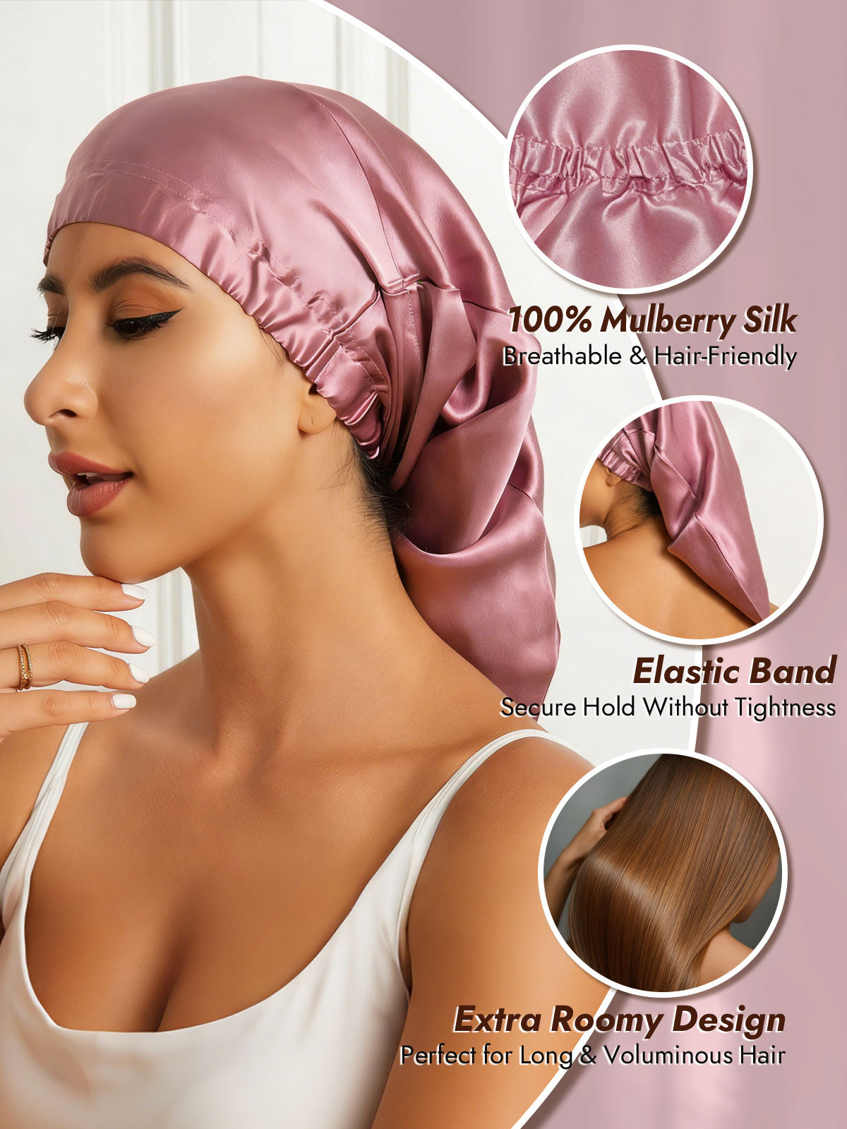 [Pale Mauve] SilkSilky  Sleep Cap 002
