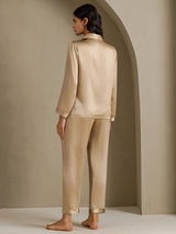 [Champagne Gold] SilkSilky  Long Sleeve Lapel Collar Women's Pajamas 002