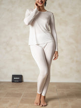 [White] SilkSilky  Long Sleeve Round Neck Women's Long Johns 005