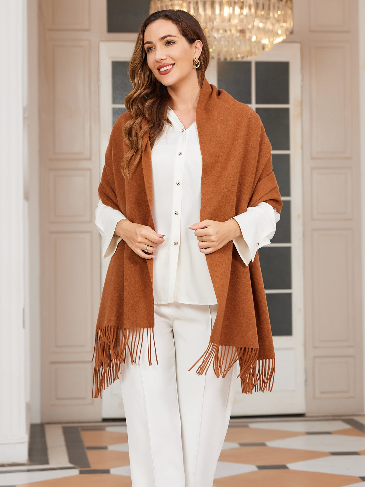 [Brown] SilkSilky  Wool Scarf 003