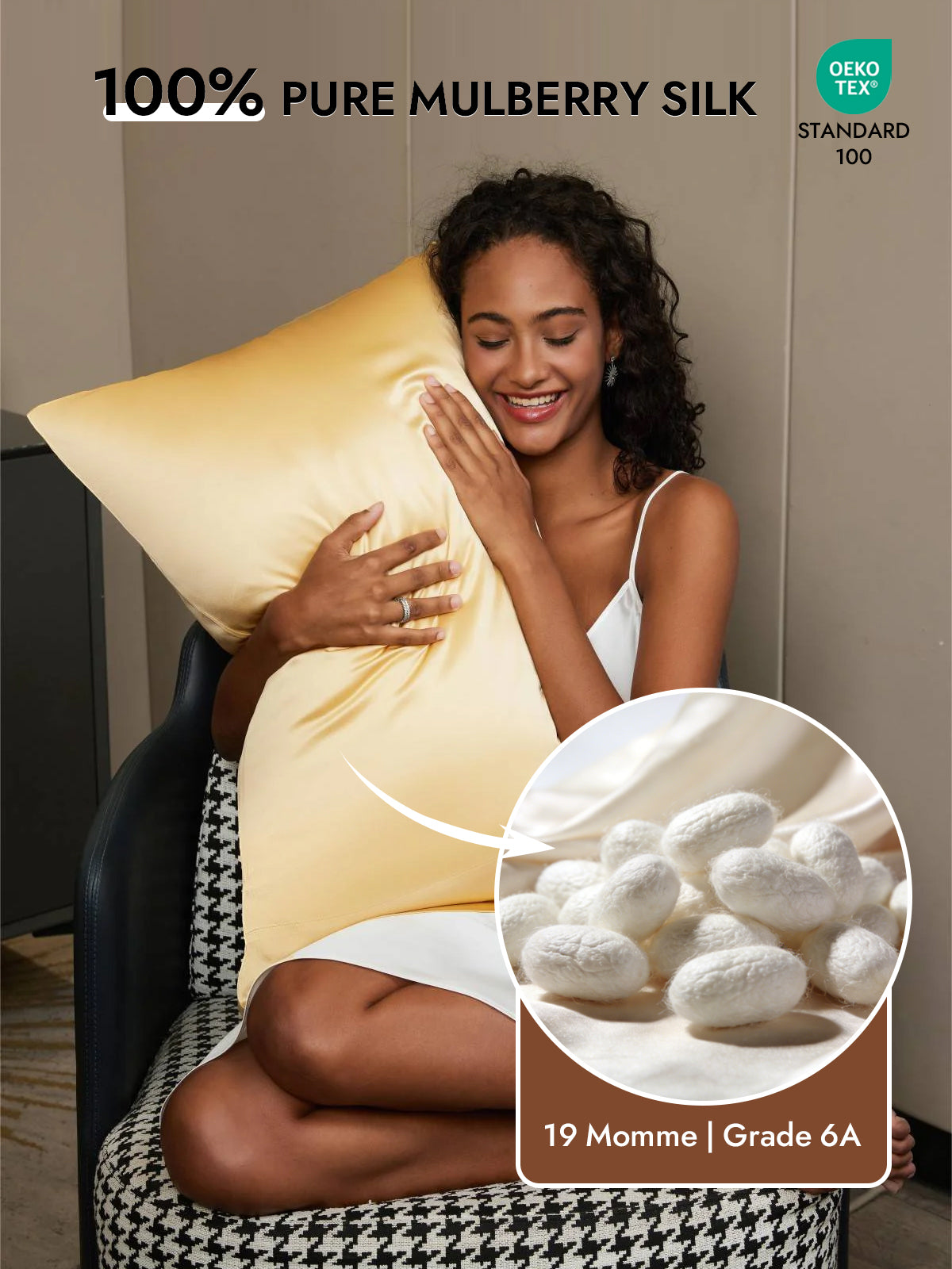 [Champagne] SilkSilky  19Momme Pure Silk Pillowcase 002