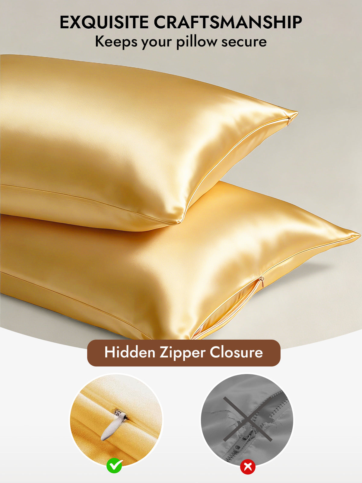 [Champagne] SilkSilky  19Momme Pure Silk Pillowcase 006