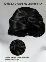 [Black] SilkSilky  22Momme Pure Silk Sleep Cap 003