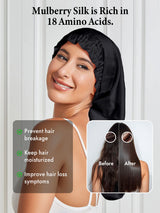 [Black] SilkSilky  Pure Silk Sleep Cap 003
