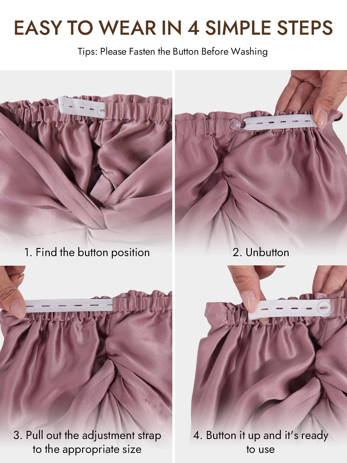 [Pale Mauve] SilkSilky  22Momme Pure Silk Sleep Cap 006