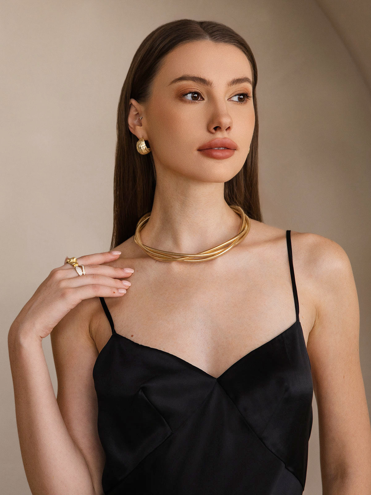 [Black] SilkSilky  19Momme Pure Silk V Neck Dress 003