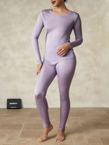 [Purple] SilkSilky  Long Sleeve Round Neck Women's Long Johns 004