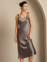 [Dark Khaki] SilkSilky  Sleeveless Scoop Neck Dress 007