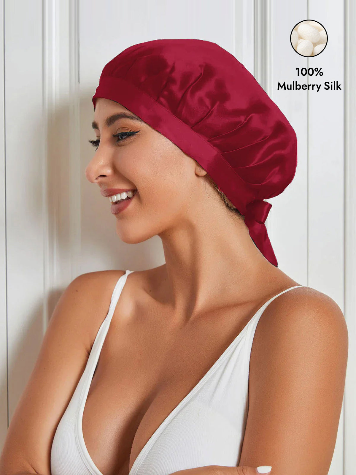 [Wine] SilkSilky  Pure Silk Sleep Cap 001
