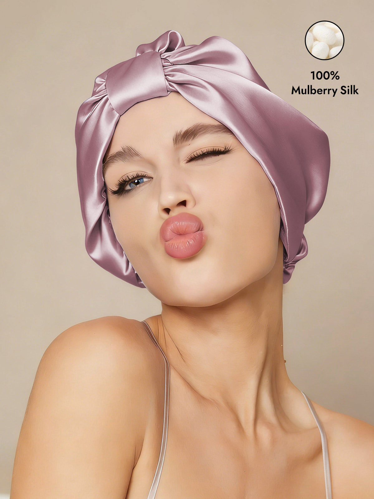 [Pale Mauve] SilkSilky  Sleep Cap 001