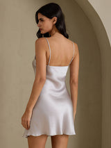 [Gray] SilkSilky  Spaghetti Strap V Neck Nightgown 002