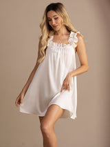 [White] SilkSilky  Sleeveless Square Neck Nightgown 006
